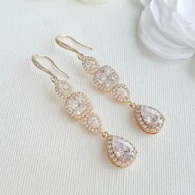 Bridal Dangle Drop Earring Rose Gold-Gianna