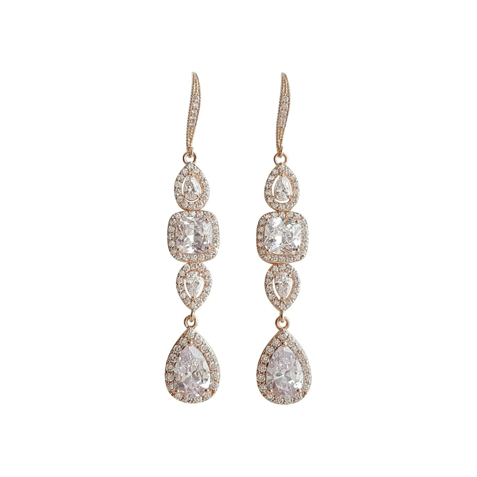 Bridal Dangle Drop Earring Rose Gold-Gianna