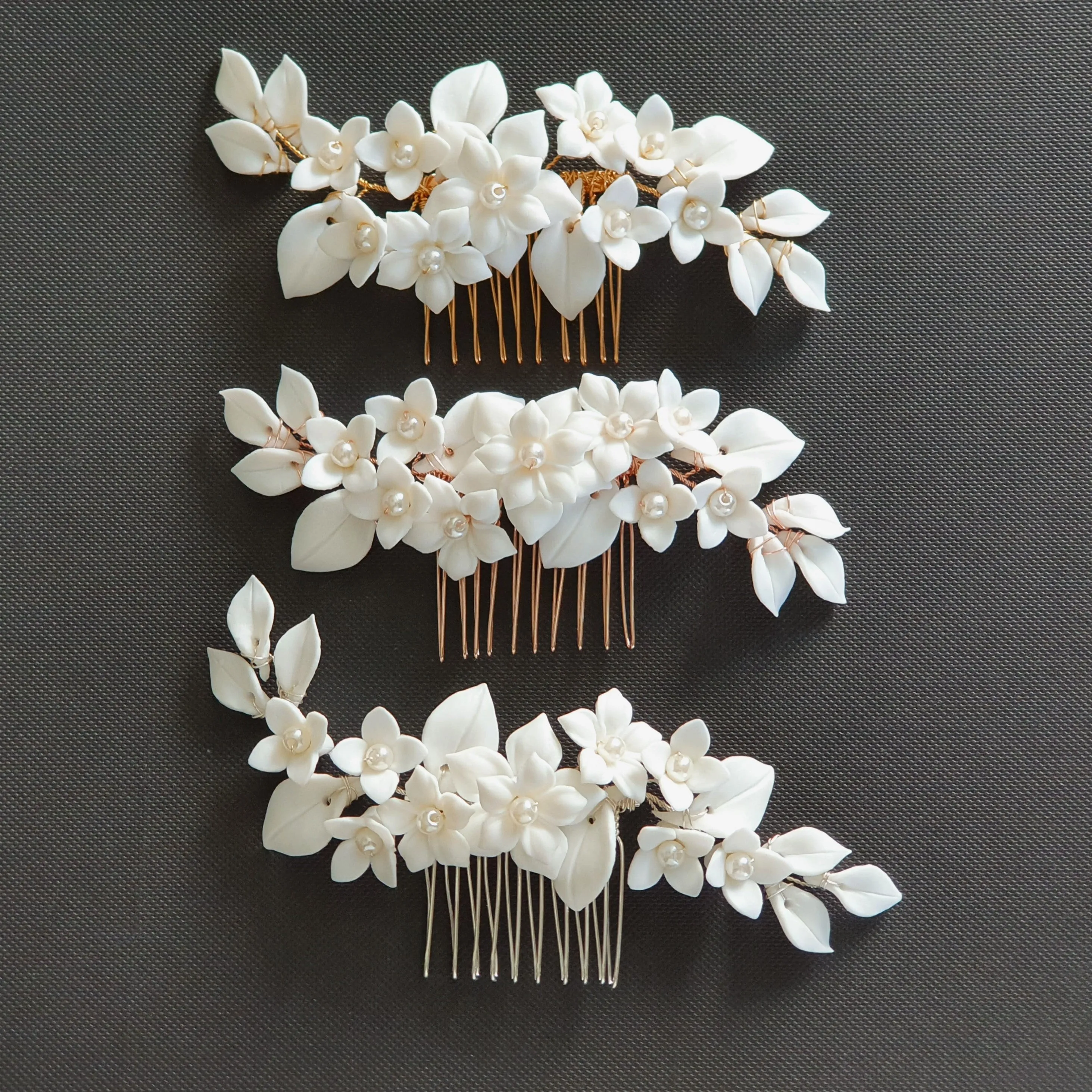 Bridal Flower Hair Comb for Wedding- Snow Drops