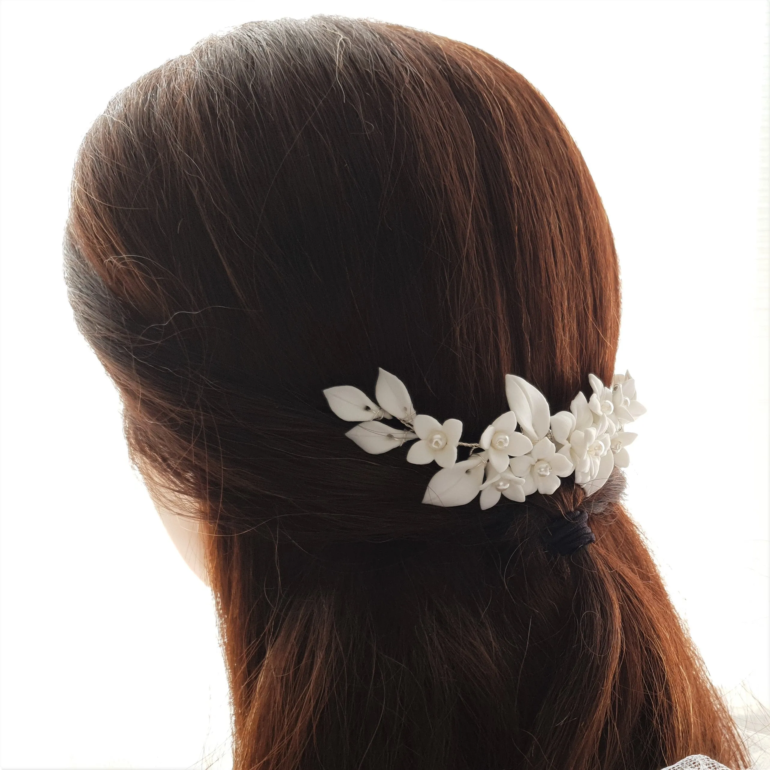 Bridal Flower Hair Comb for Wedding- Snow Drops