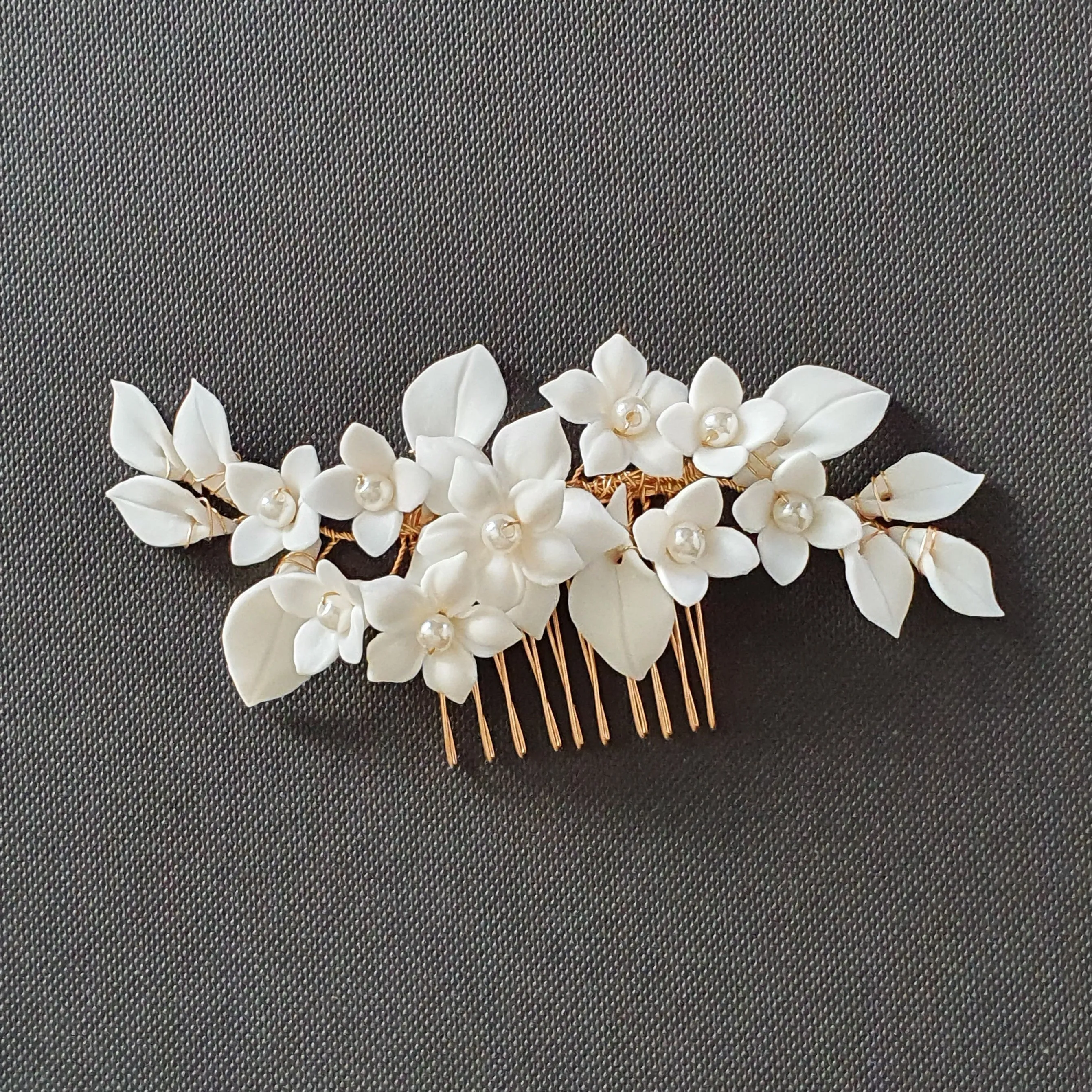 Bridal Flower Hair Comb for Wedding- Snow Drops