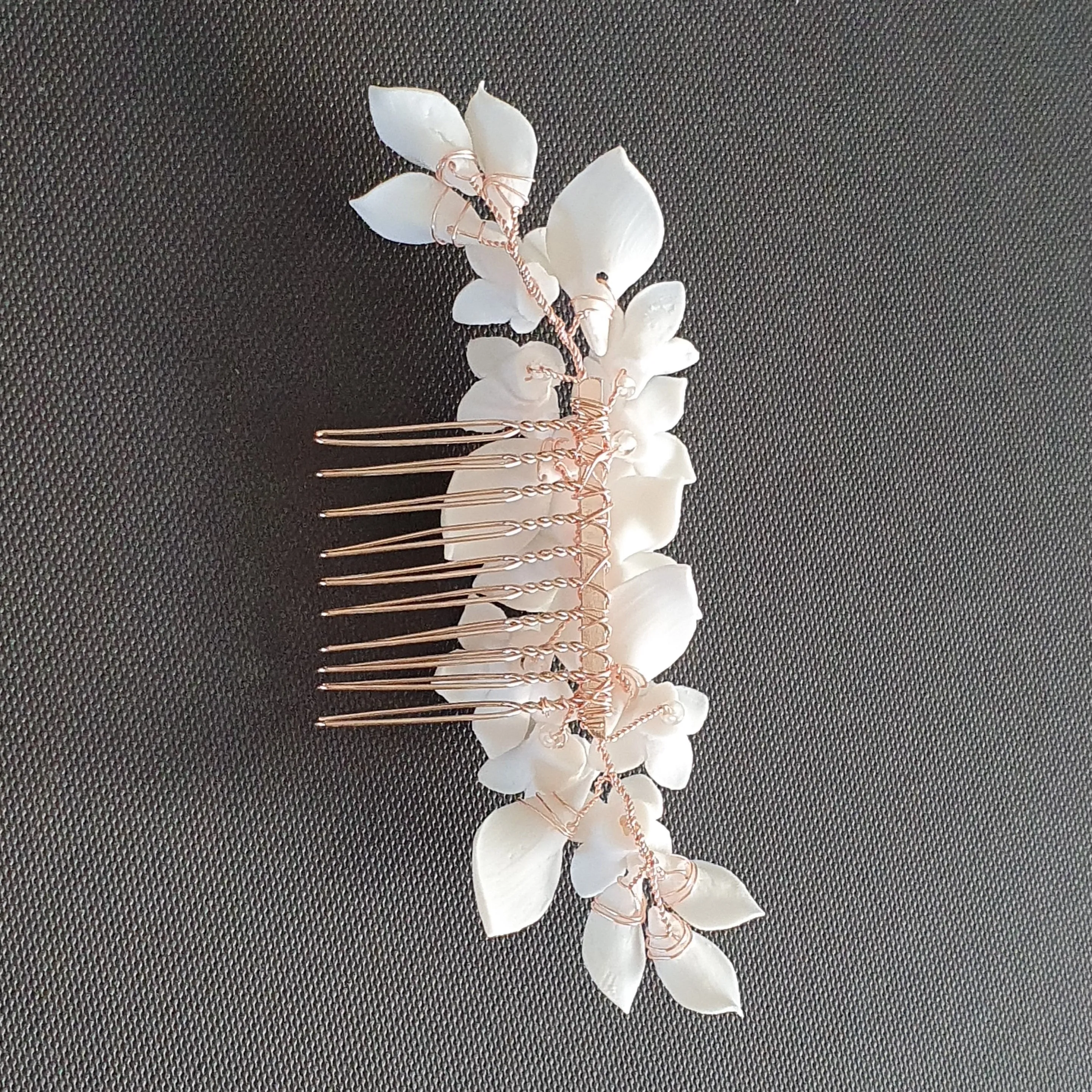 Bridal Flower Hair Comb for Wedding- Snow Drops