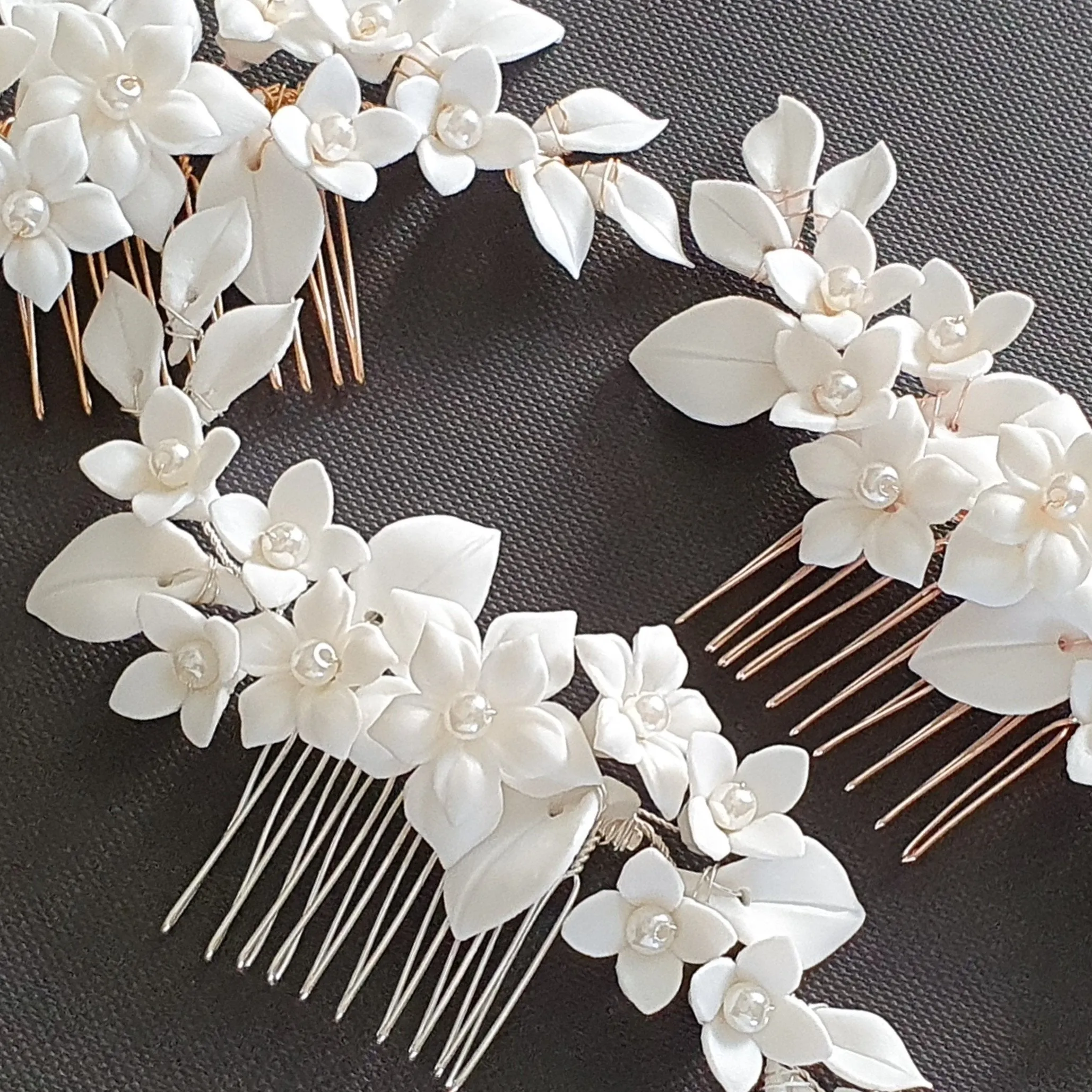 Bridal Flower Hair Comb for Wedding- Snow Drops