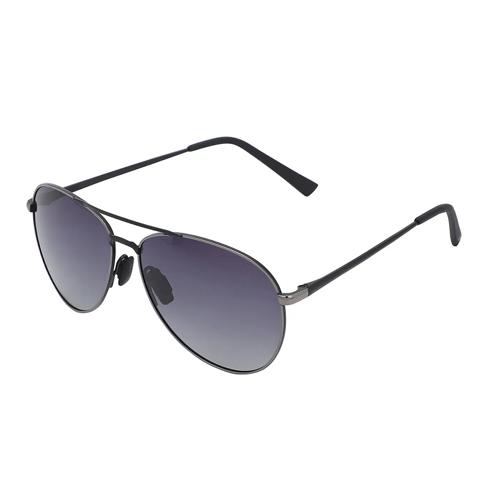 Carlton London Premium Silver & Black Toned Polarised And Uv Protected Lens Aviator Sunglasses For Men