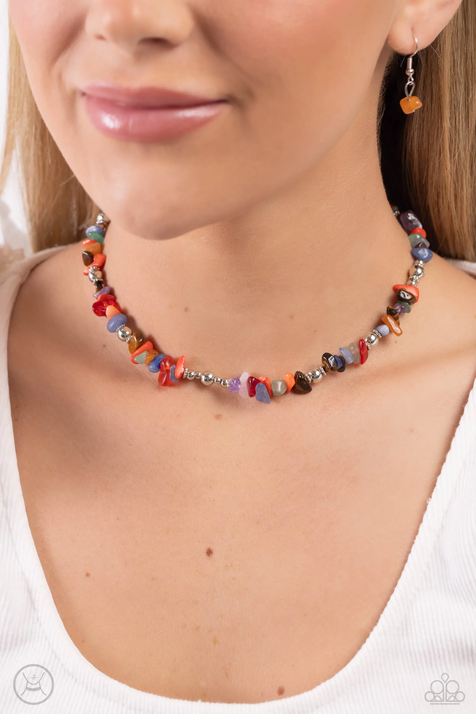 Carved Confidence Multi Stone Choker Necklace - Paparazzi Accessories