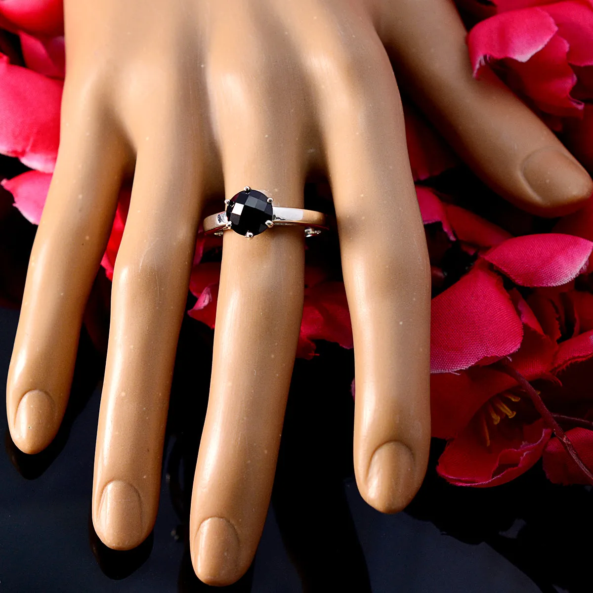 Charming Gem Black Onyx 925 Sterling Silver Ring Indian Bridal Jewelry