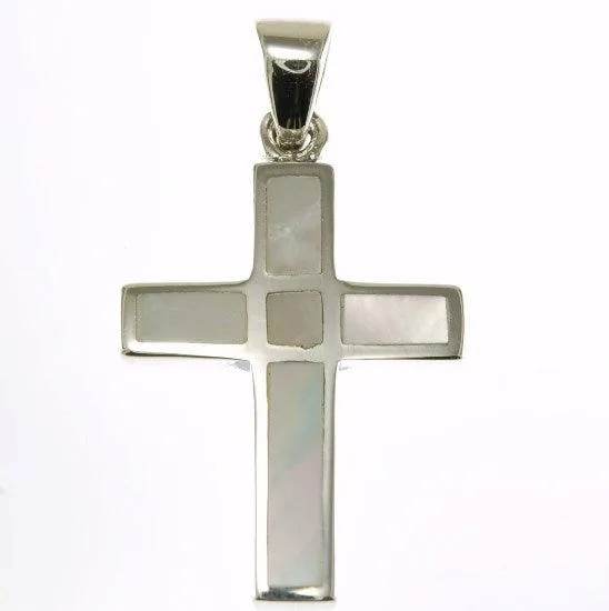 Christian Cross Pendant in White Color   925 Silver Necklace