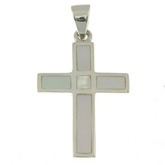 Christian Cross Pendant in White Color   925 Silver Necklace