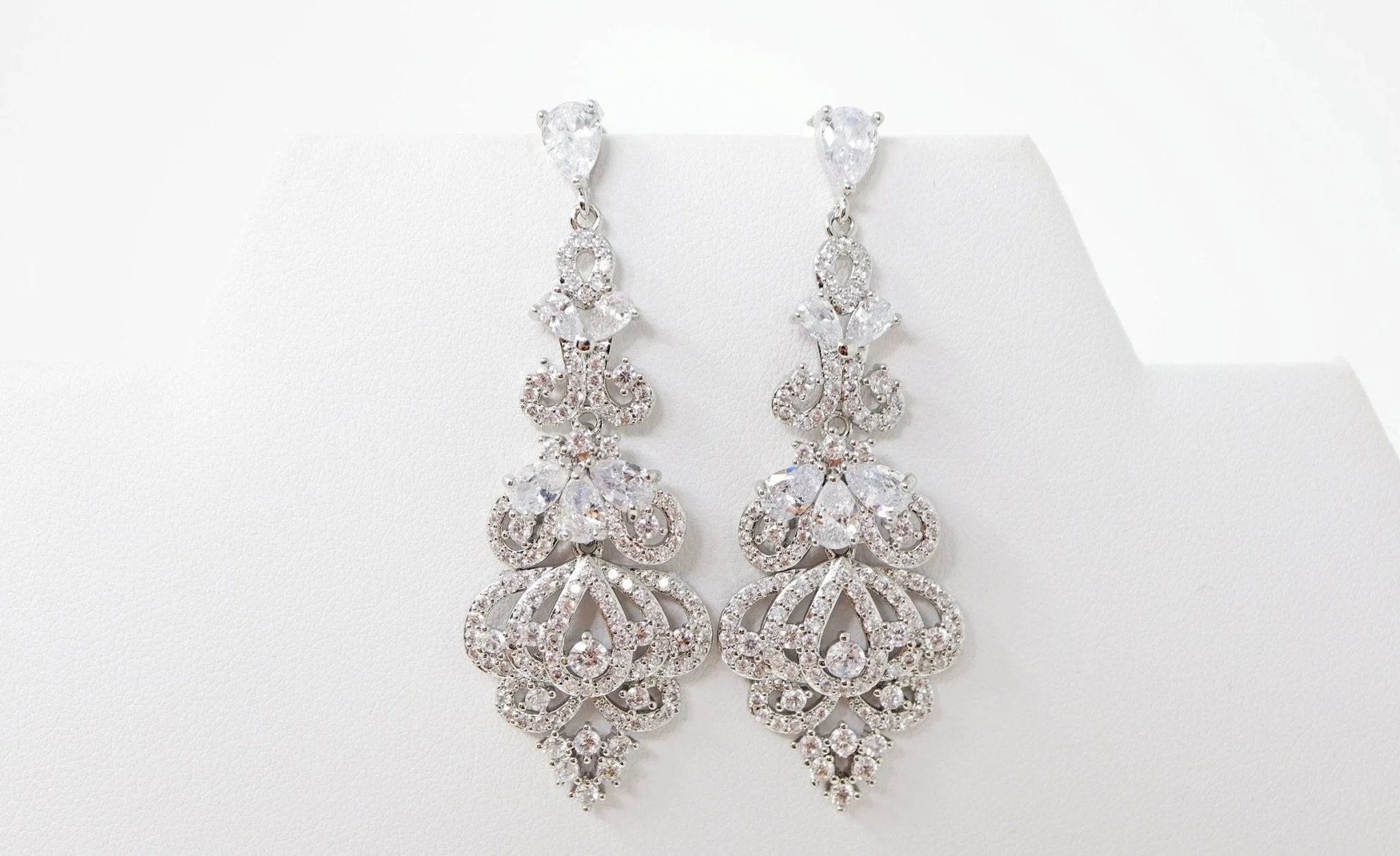 Cubic Zirconia Lovers Chandelier Diamond Drop Crystal, Diamond Earrings, Long Bridal Jewelry, Crystal Bridal Earrings, Statement Earrings