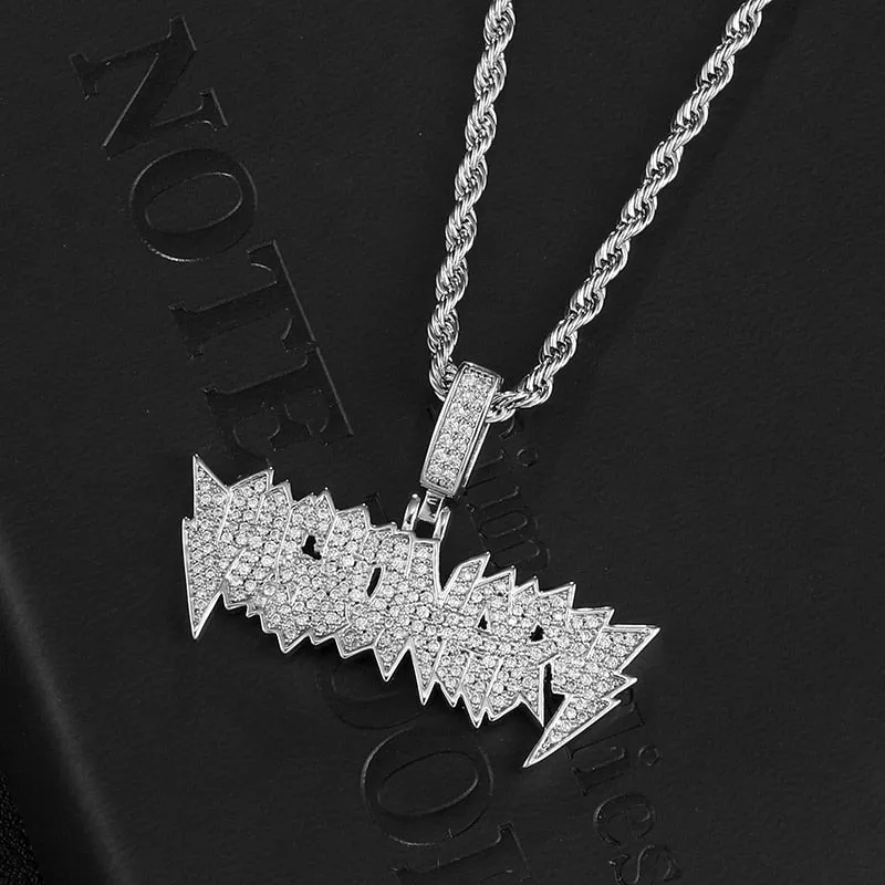 Cubic Zirconia Studded "Visionary" Hip-hop Pendant Necklace