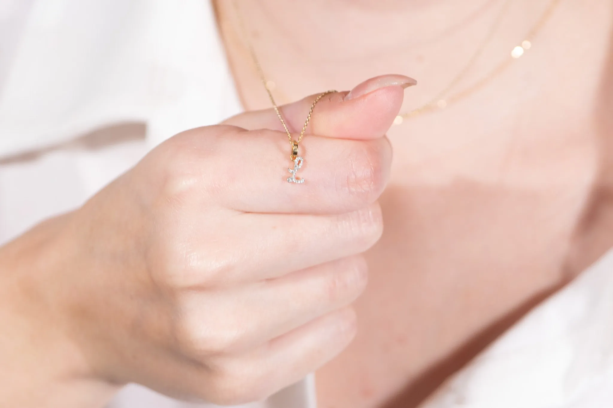 Cursive Diamond Initial Necklace