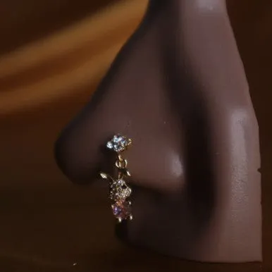 Cute Gem Cz Bunny Nose Hoop