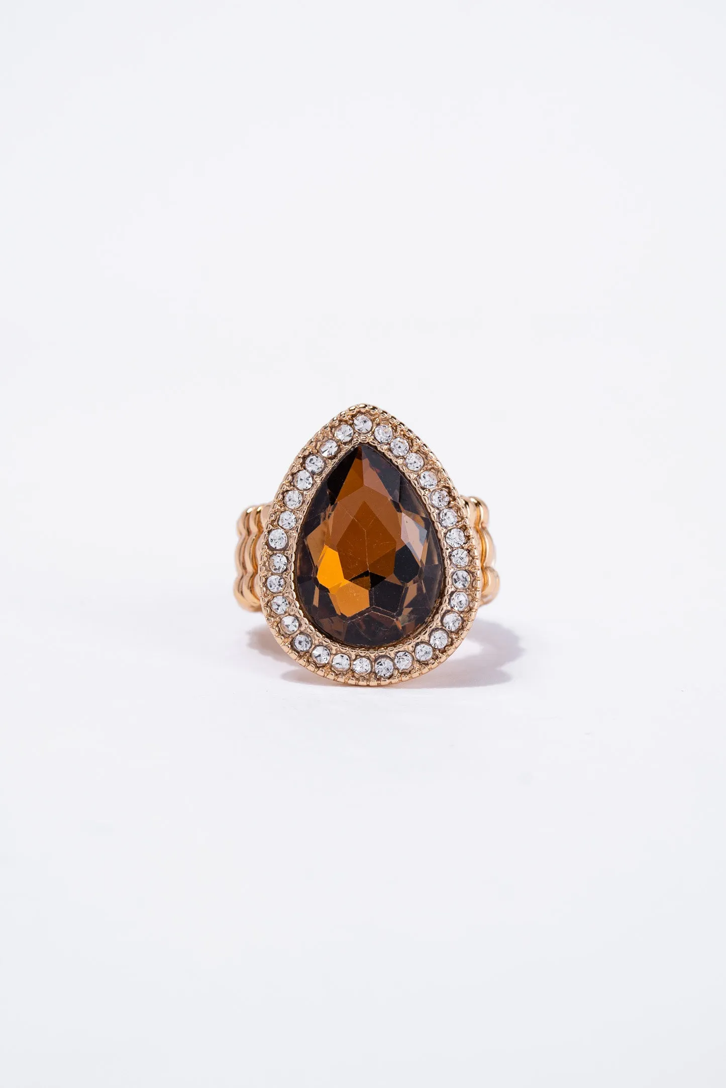 Deliah Teardrop Rhinestone Stretch Ring