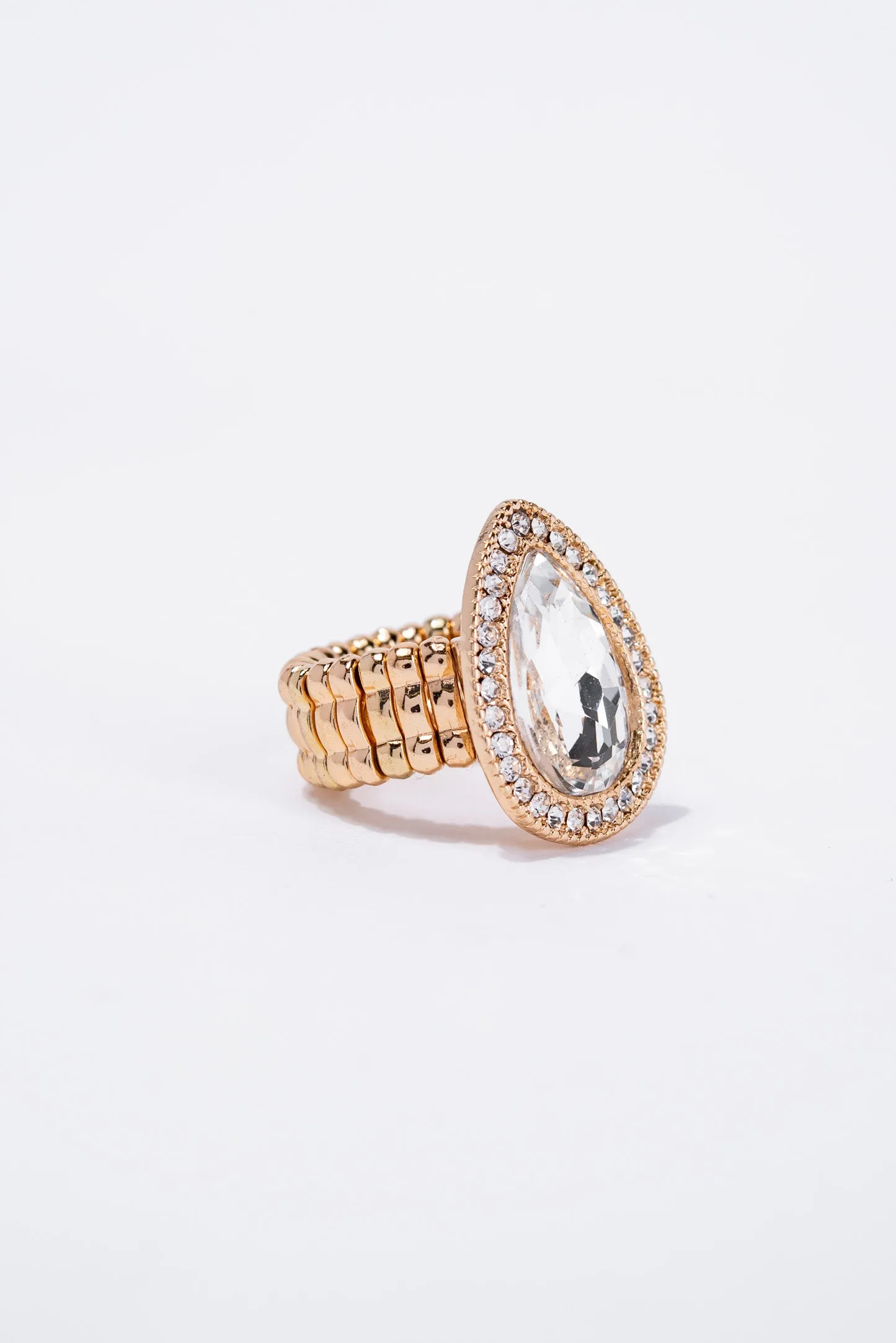 Deliah Teardrop Rhinestone Stretch Ring