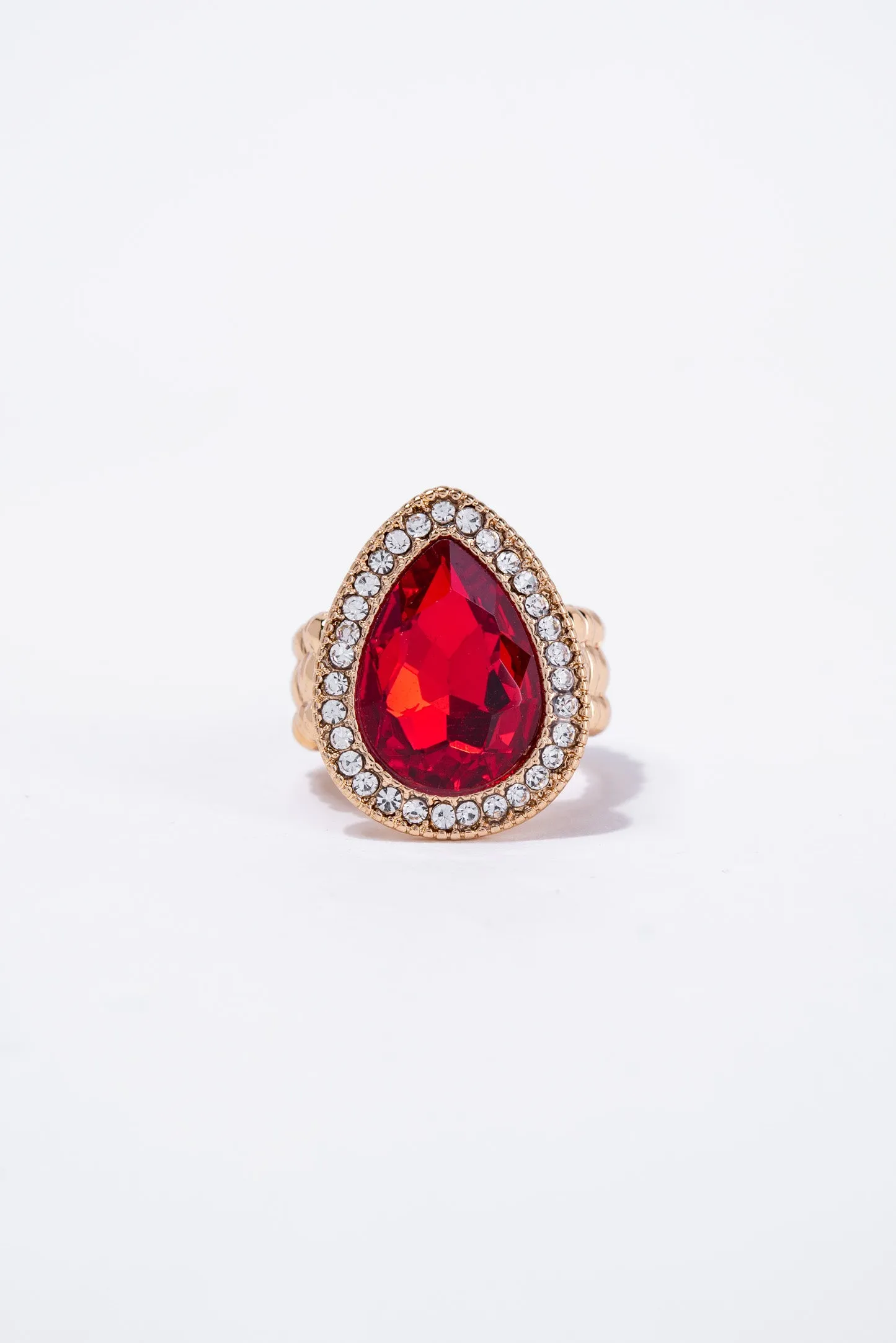 Deliah Teardrop Rhinestone Stretch Ring