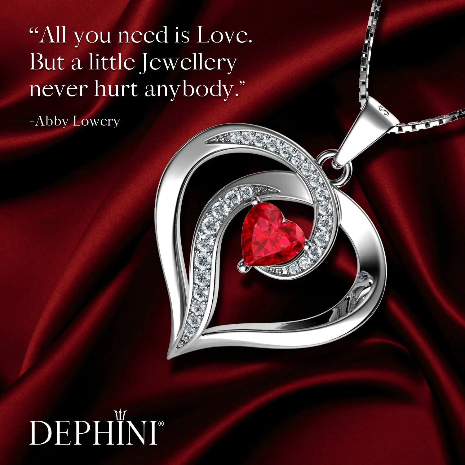 DEPHINI - red necklace for Women - 925 sterling silver pendant