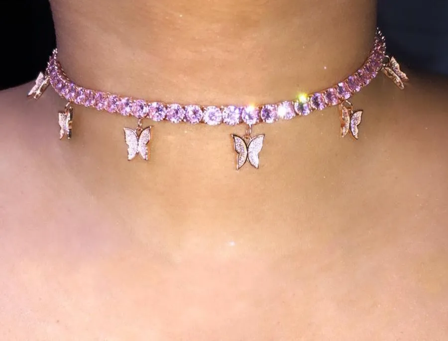 Diamante Butterfly Choker