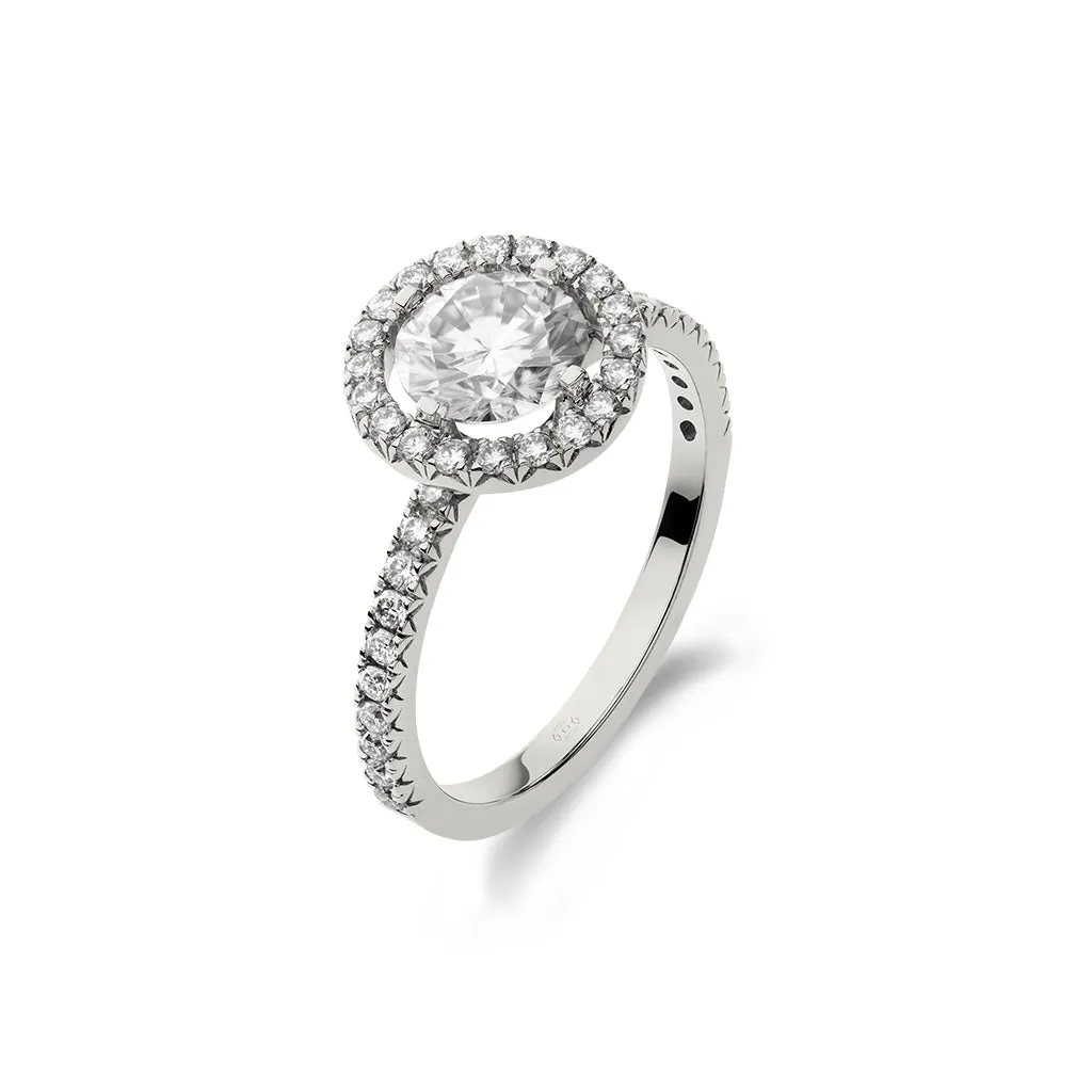 Diamond2 Solitaire Halo Ring with embellished band