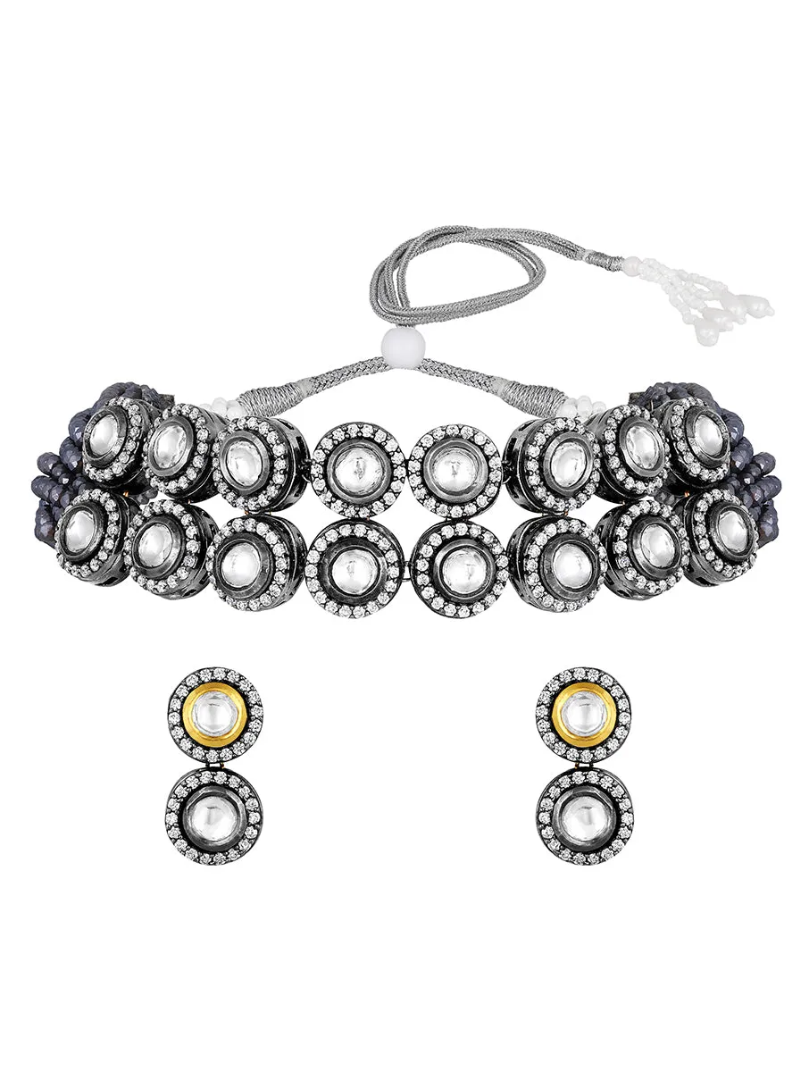 Dual Tone Kundan Choker Necklace