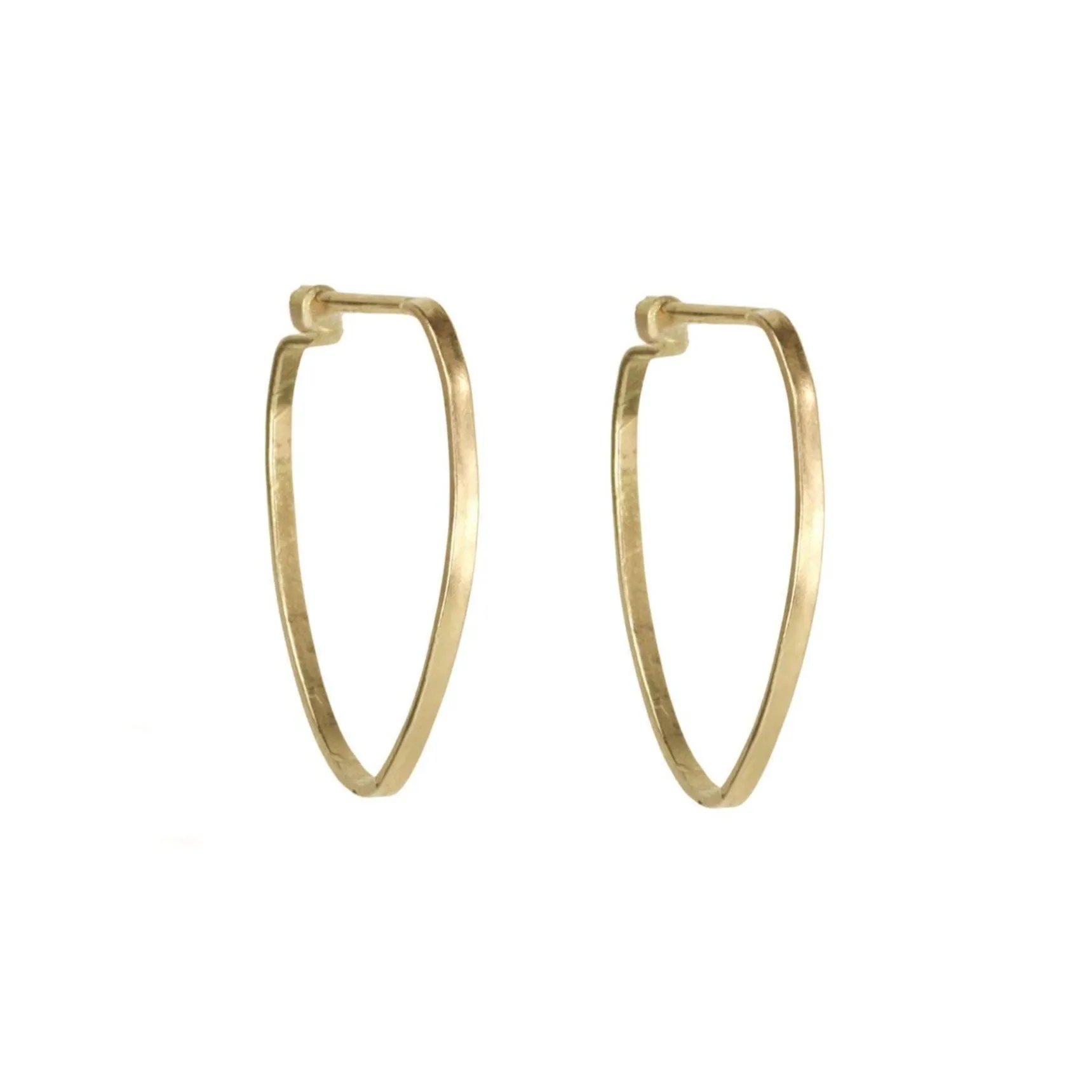 Elsa 14 Karat Yellow Gold Profile Hammered Oval Hoop Earrings