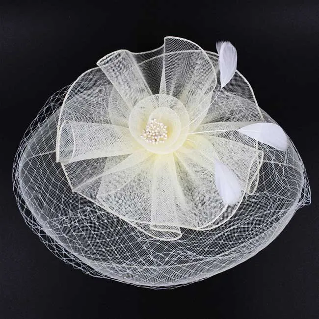 Feather Mesh Flower Fascinator Headband