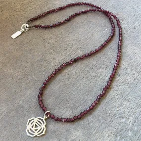 Fine Faceted Garnet and Sterling Silver Root Chakra Pendant Necklace