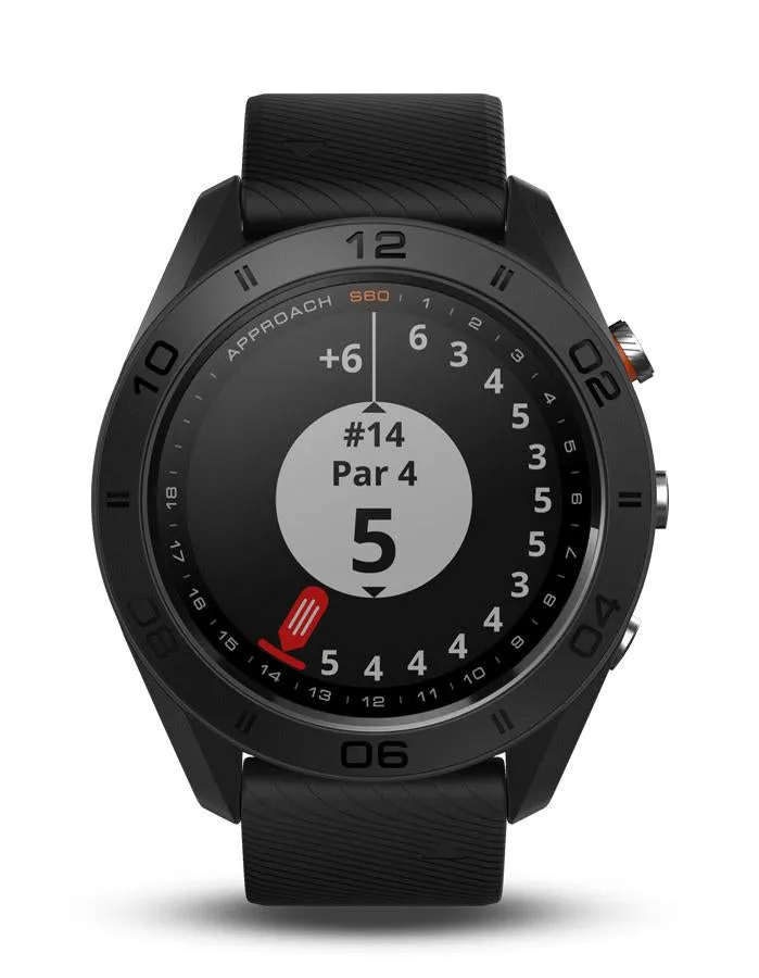 Garmin Approach S60 Golf Watch - Black Polymer -Black Silicone Band- Touchscreen