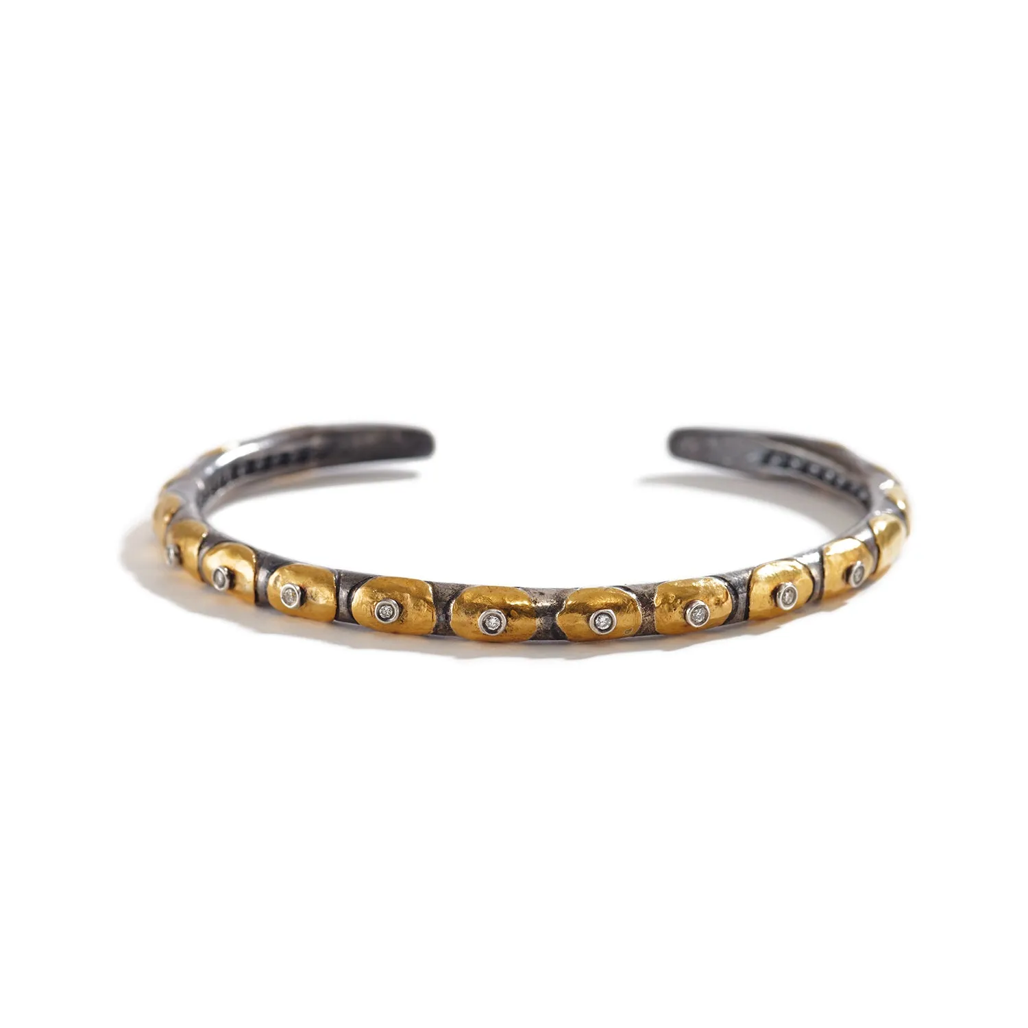 Gold and Oxidized Silver Bracelet with Diamonds