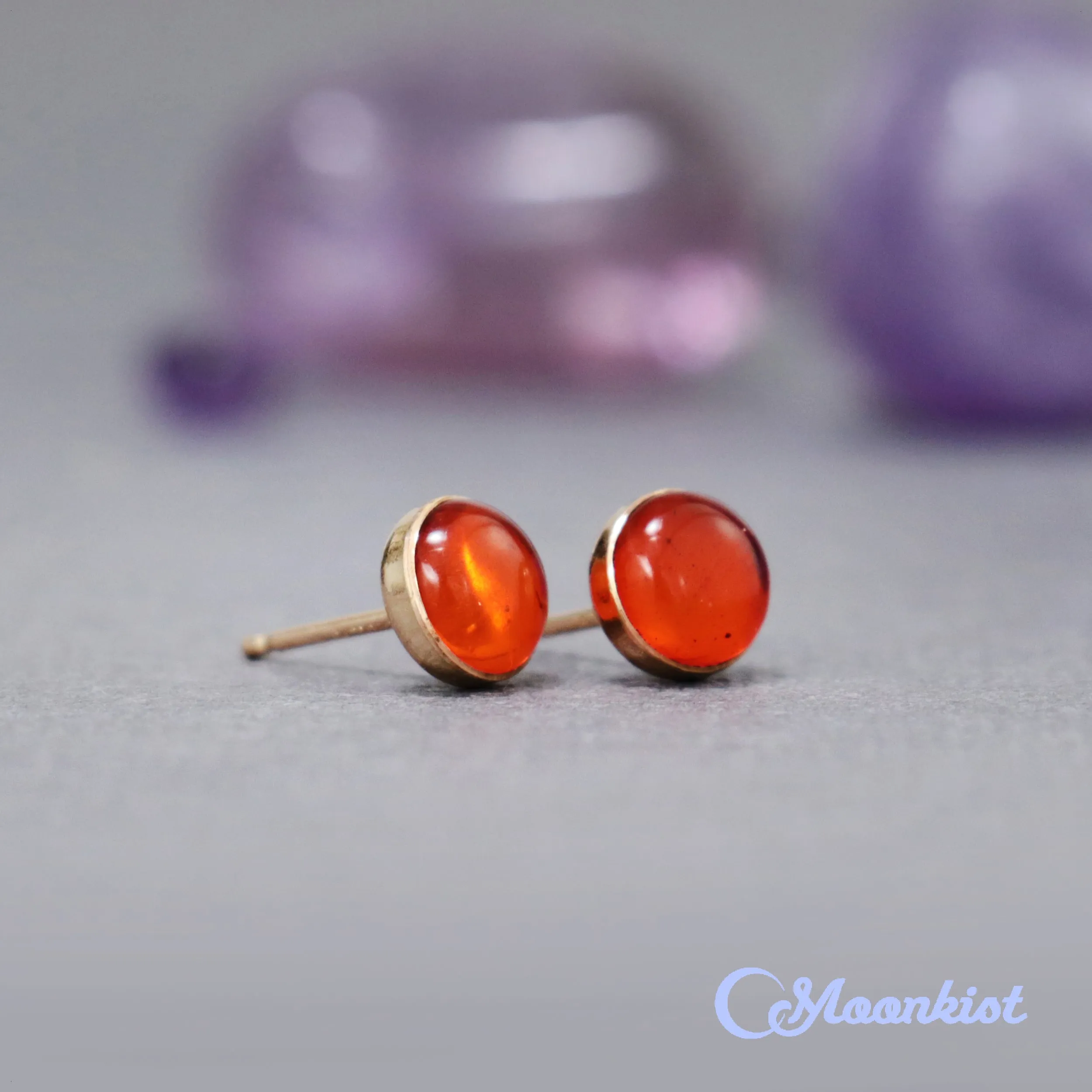 Gold Filled Amber Stud Earrings  | Moonkist Designs