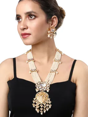 Gold Plated Kundan Necklace with Pearls