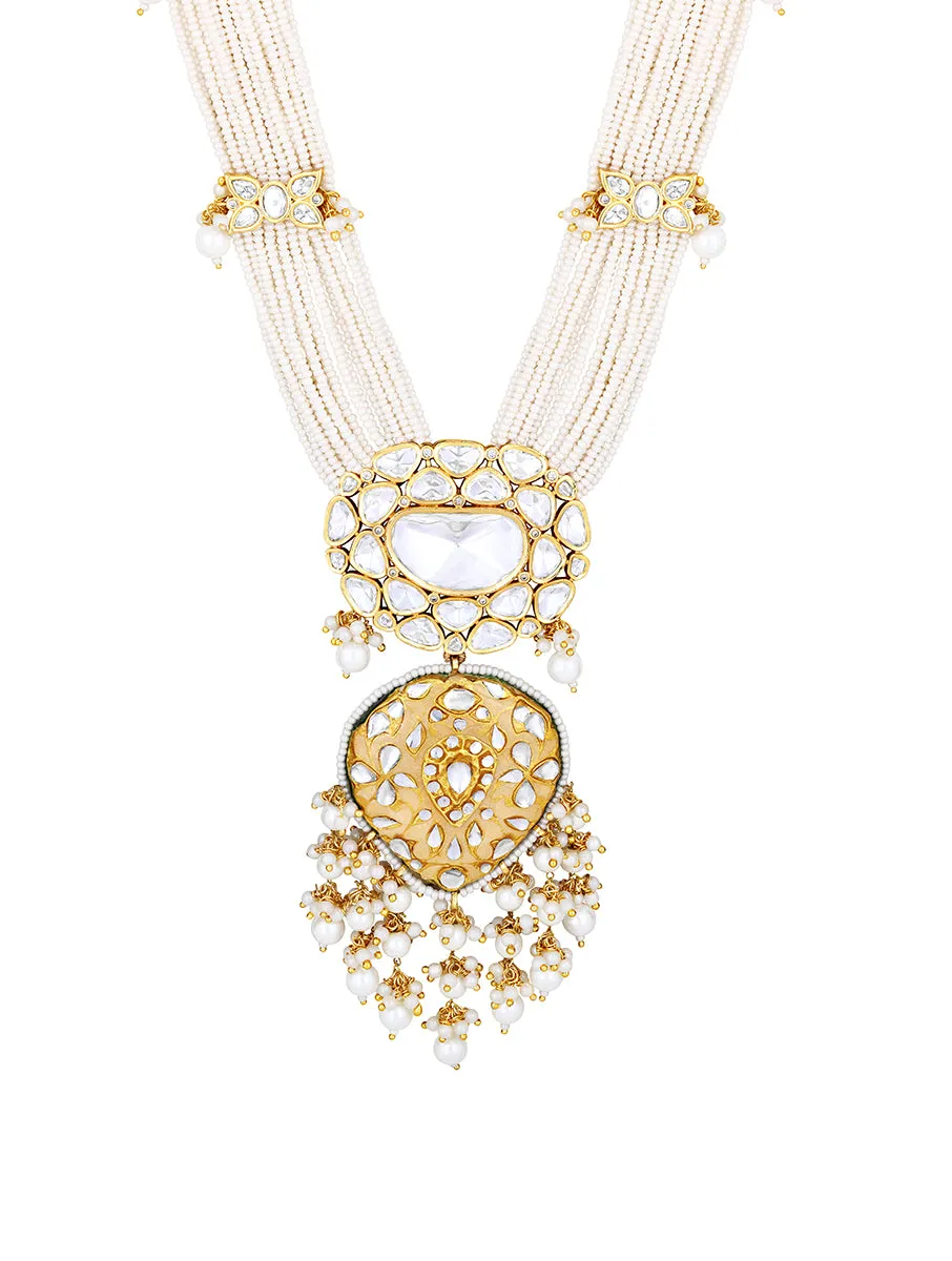 Gold Plated Kundan Necklace with Pearls