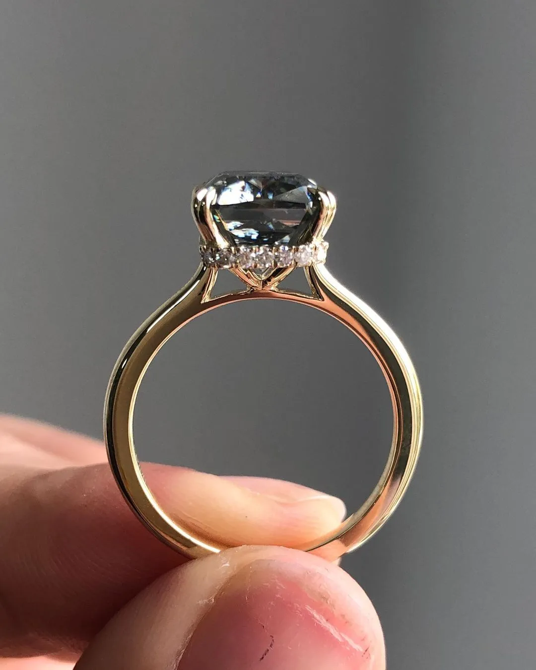 Grey Emerald Cut Moissanite Ring Anniversary Gifts