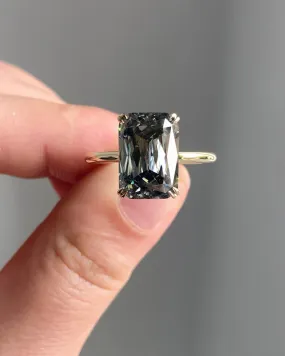 Grey Emerald Cut Moissanite Ring Anniversary Gifts