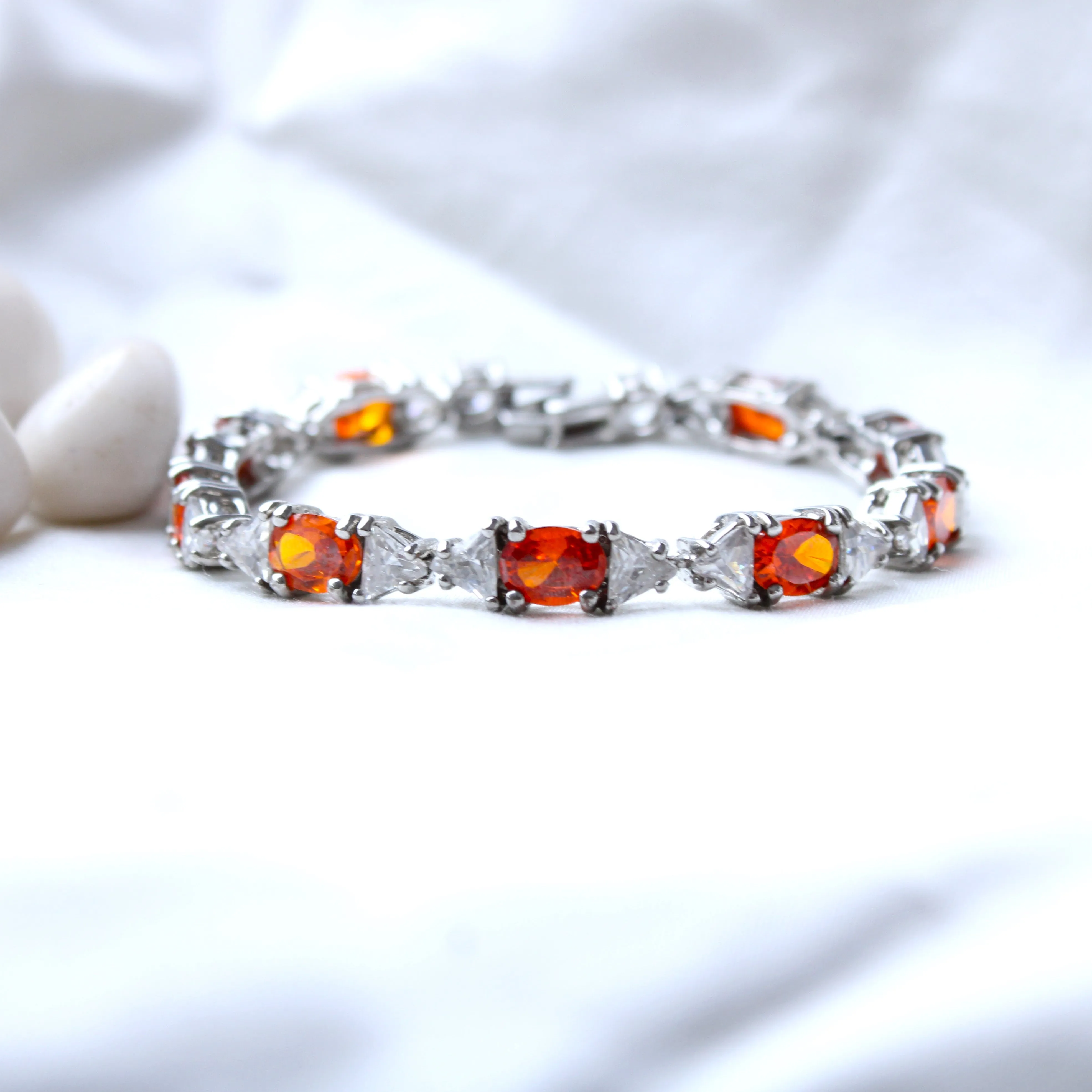 G.Silver Orange Stone Bracelet.