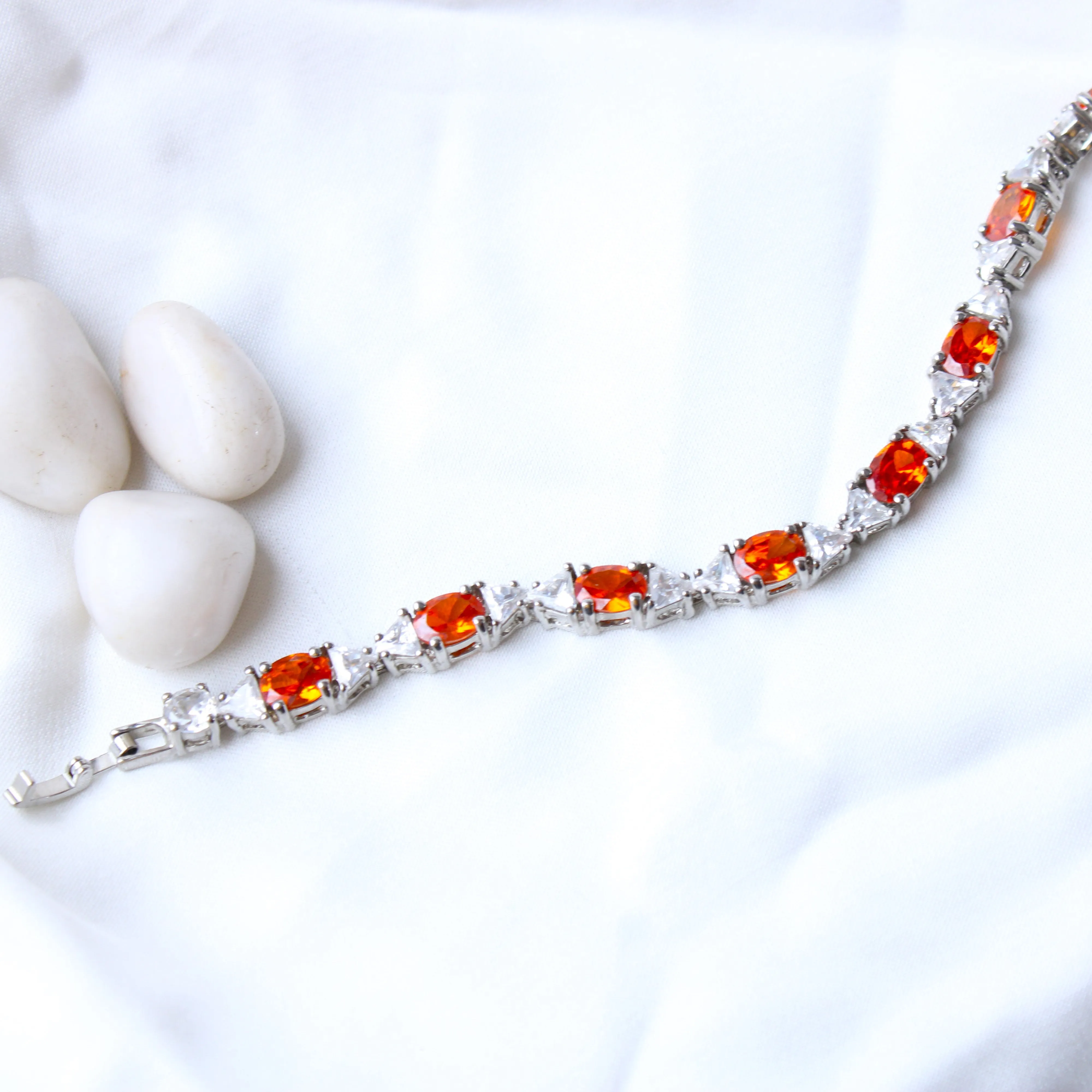 G.Silver Orange Stone Bracelet.