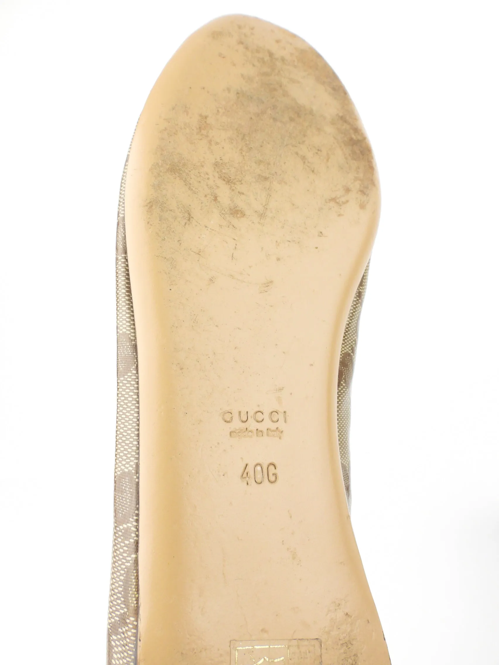 Gucci Crystal GG Monogram Coated Canvas Bamboo Bow Ballet Flats - 40