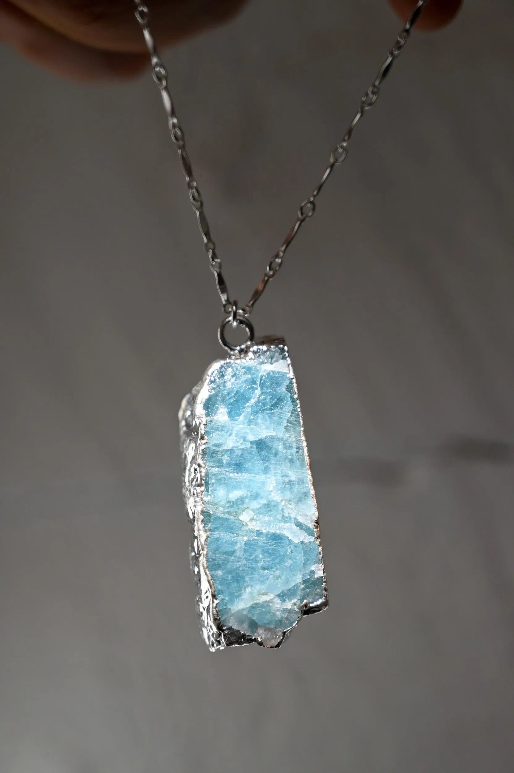 I Trust My Path Aquamarine Silver Necklace