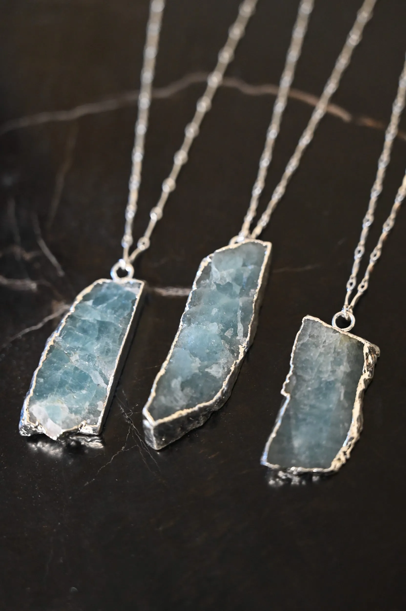 I Trust My Path Aquamarine Silver Necklace