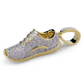 Iced Out Running Shoe Pendant - Gold