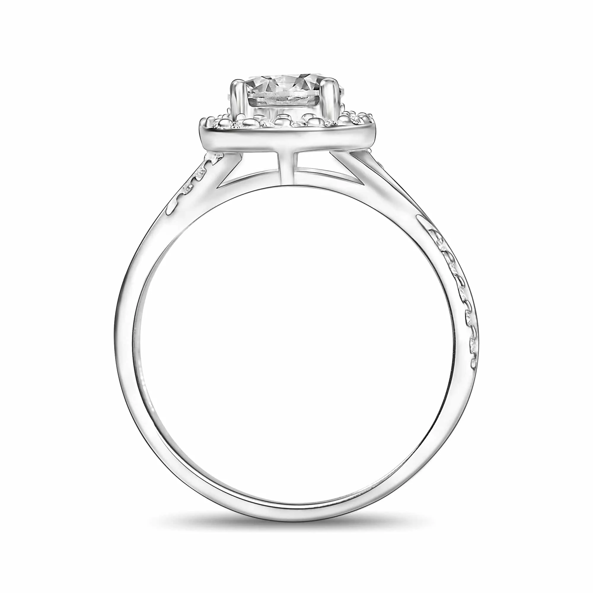 Infinity Twist CZ Halo Engagement Ring Silver