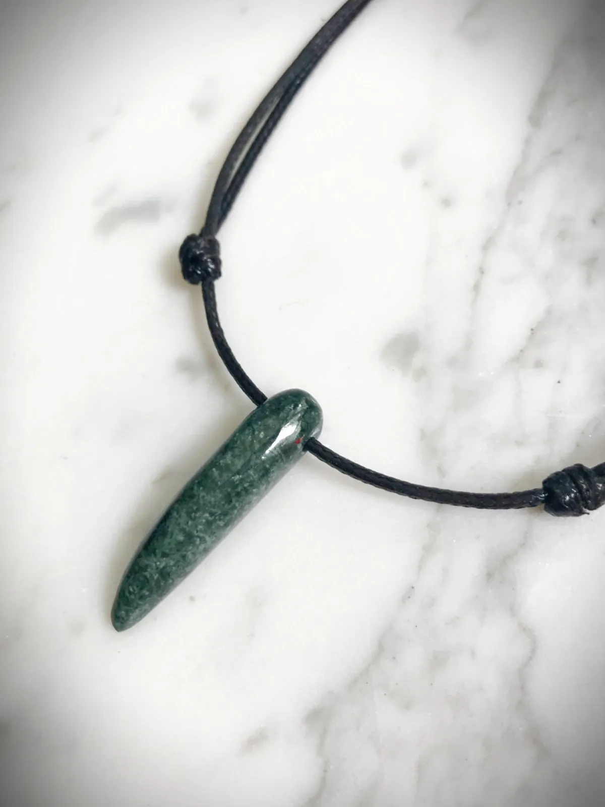 Jade Tooth & Cord Necklace