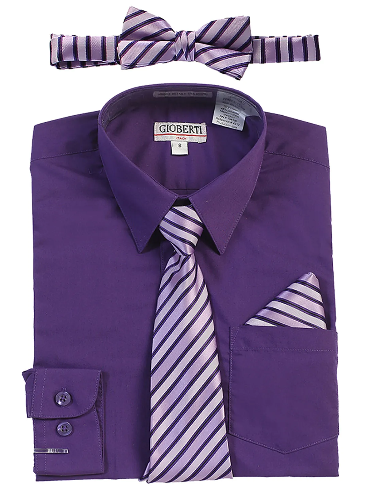 Kid's (2T-7) Shirt w/ Stripe Tie Set