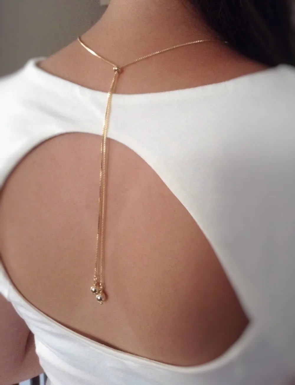 Lariat Y Necklace - Gold Lariat Necklace - Bolo chain