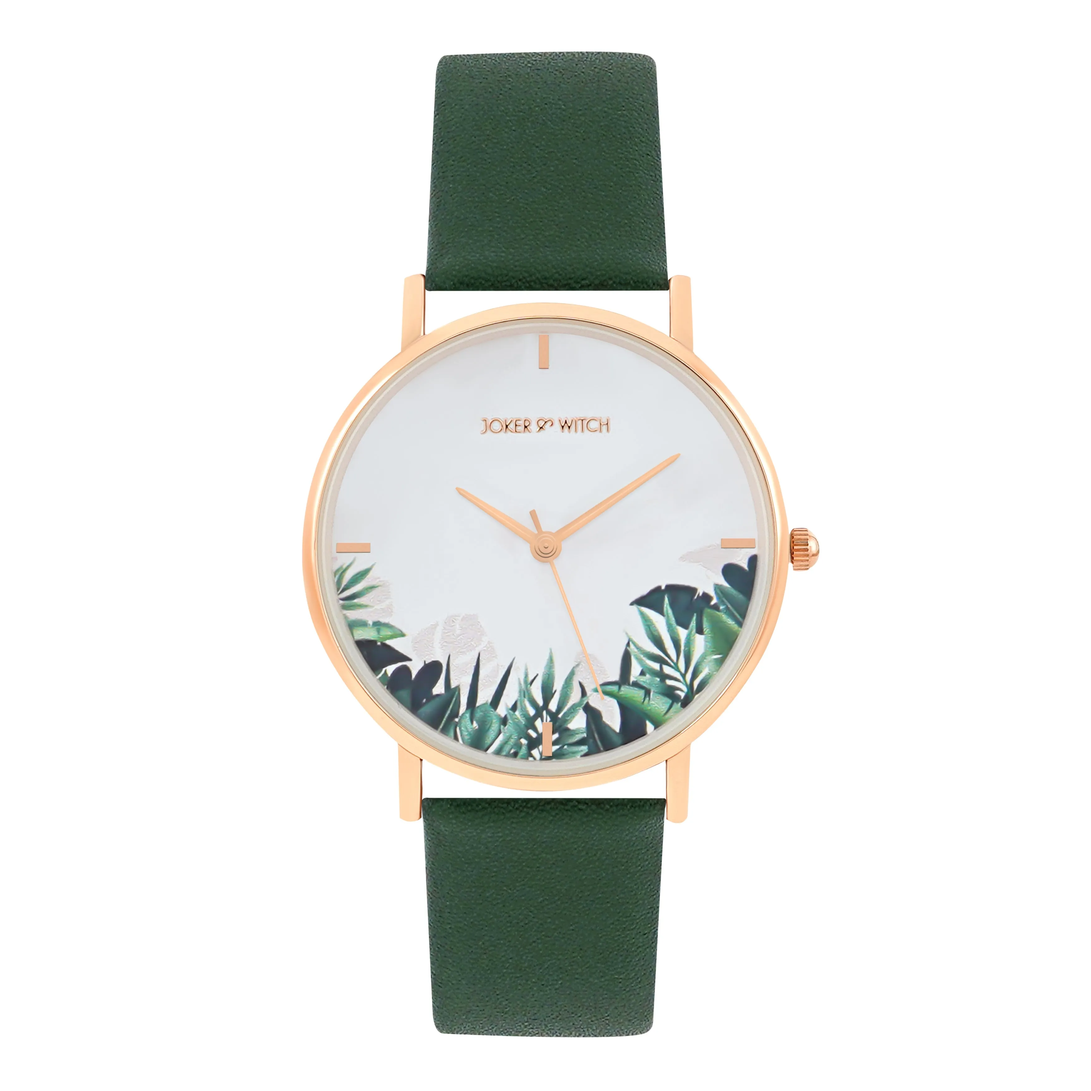 Leaf Bay Green PU Strap Watch