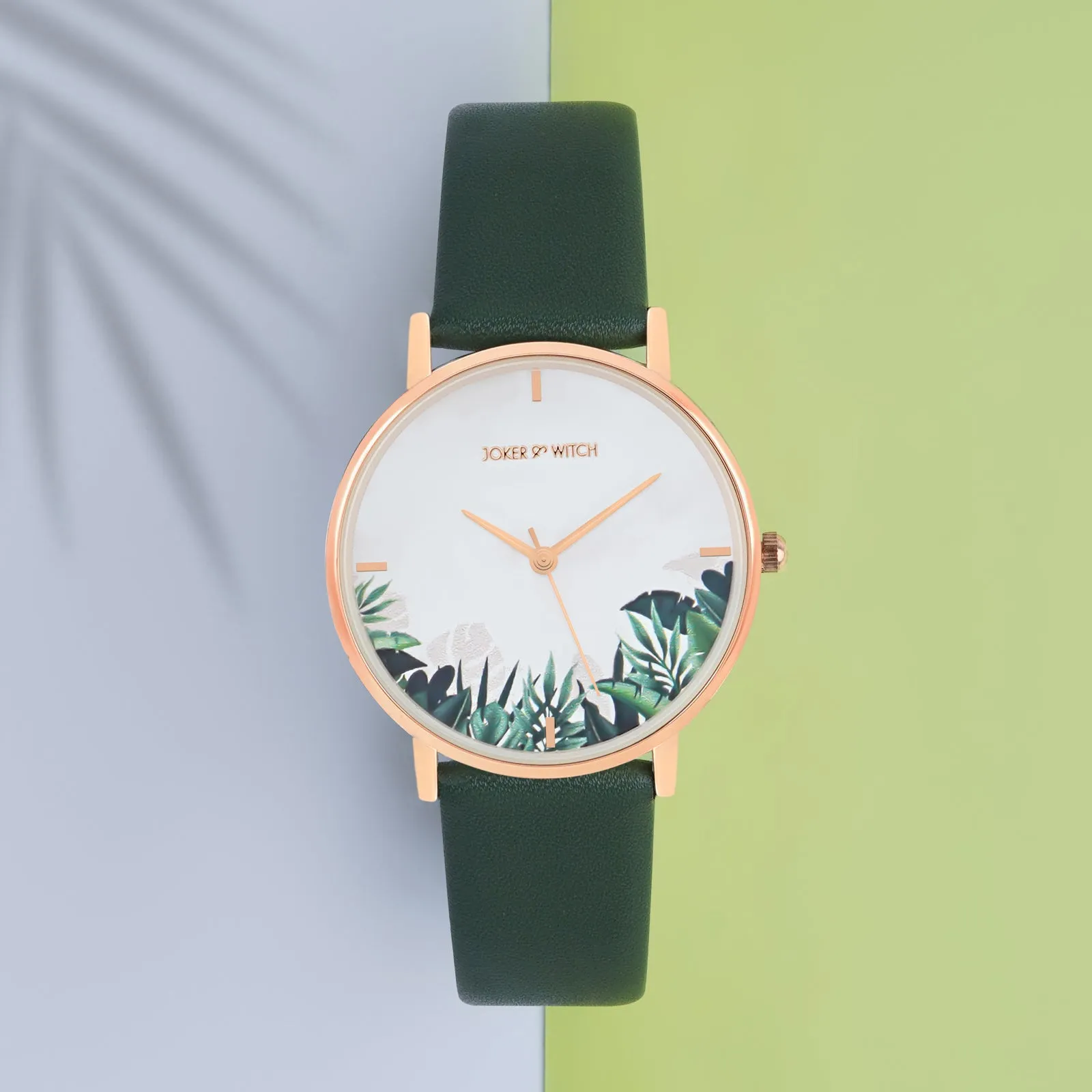 Leaf Bay Green PU Strap Watch