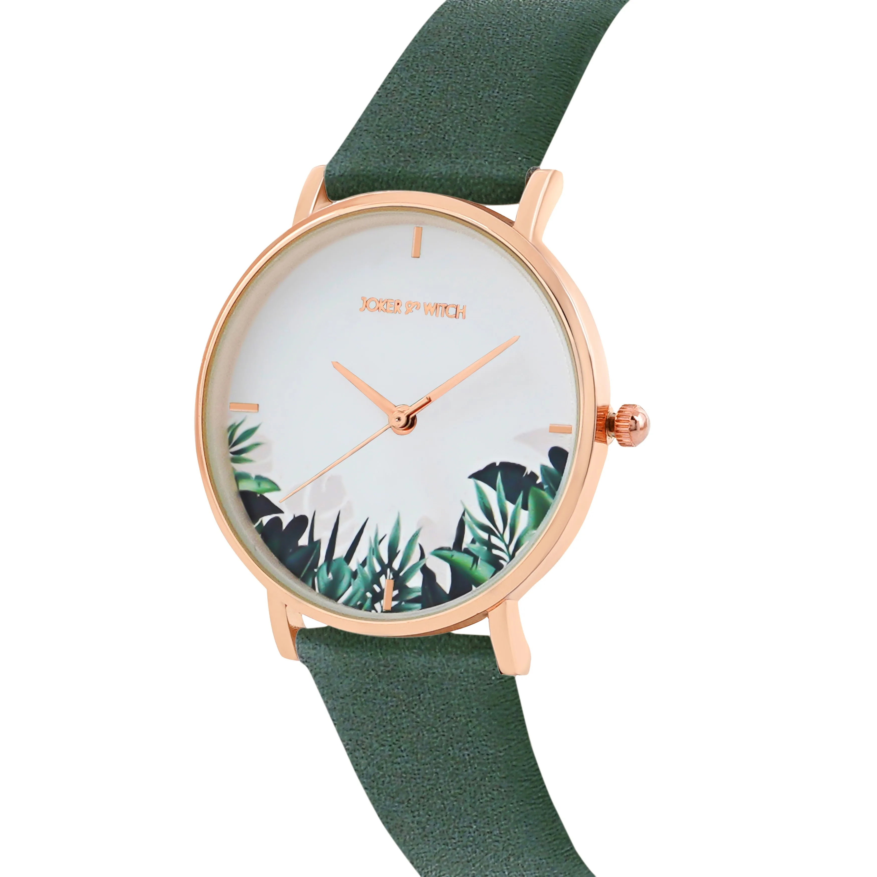 Leaf Bay Green PU Strap Watch