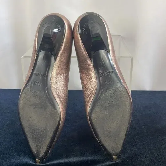 Louis Vuitton Copper w Black Bow Low Heel Shoes