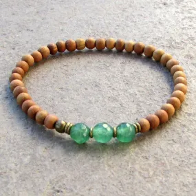 Love, Fourth Chakra, Sandalwood and Aventurine Mala Bracelet