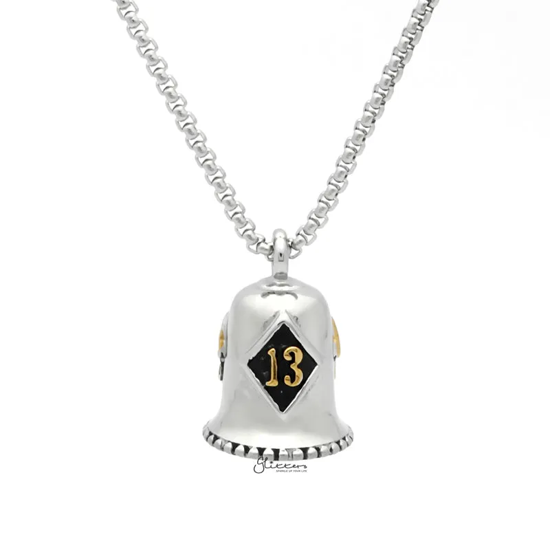 Lucky 13 Stainless Steel Bell Pendant - Gold