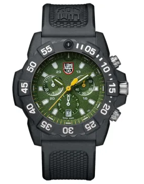 Luminox Navy SEAL Chronograph Mens Watch - Carbon - Green Dial - Rubber Strap